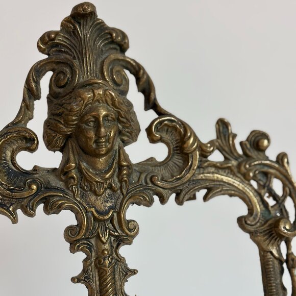 Antique Brass Cherub Double Picture Frame - Ornate Brass - Picture 4 of 9